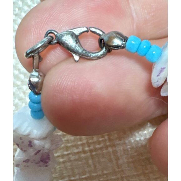 Chip Stone Bracelet Vintage Blue White Purple With Lobster Clasp - Picture 6 of 7